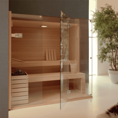 Effegibi Sky Corner 60 Сауна 200x150x201см., угловая DX, цвет: канадский хемлок