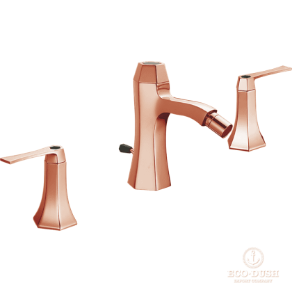 CISAL Cherie Смеситель для биде на 3 отверстия, с донным клапаном, цвет: розовое золото/черный