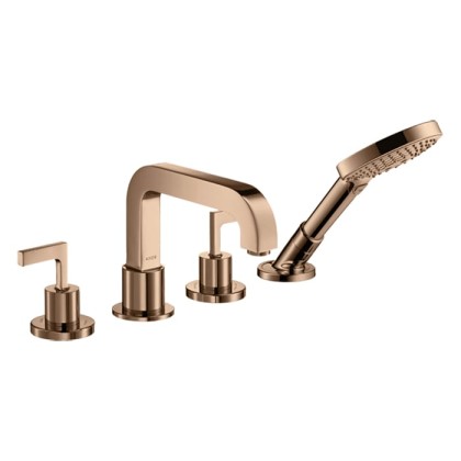 Axor Citterio Смеситель на борт ванны, на 4 отв., с ручкой: рычаг, с ручным душем, цвет: полированное красное золото