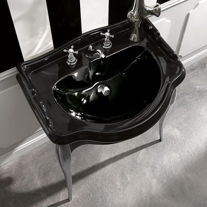 Kerasan Retro Консоль с черной раковиной 73см, подвесная, цвет: черный / хром