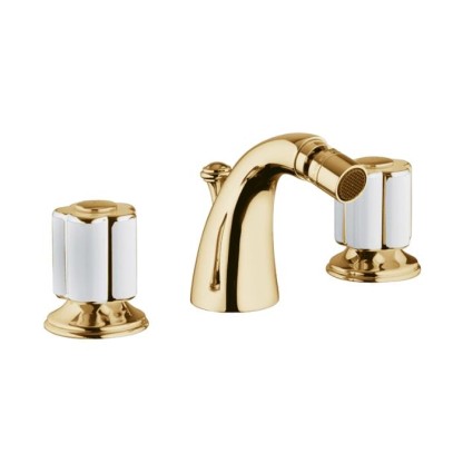 Смеситель для биде Bongio Fleur Blanc, цвет: золото/белый фарфор