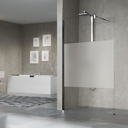 Novellini Giada H Душевое ограждение 157-158.5х205см., с свободным входом, с настенным кронштейном, стекло прозрачное, цвет: черный матовый