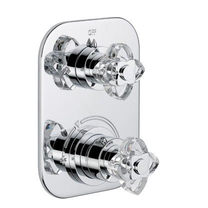 THG P?tale de cristal clair Смеситель для душа, термостатический, с переключателем на 2 потока, цвет: хром/прозрачный хрусталь