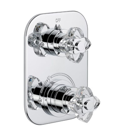 THG P?tale de cristal clair Смеситель для душа, термостатический, с переключателем на 2 потока, цвет: хром/прозрачный хрусталь