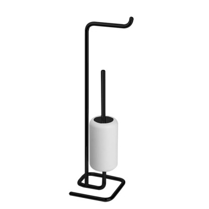 Gessi Goccia Стойка 61.4см., с держателем для туалетной бумаги и ершиком, напольная, цвет: черный/белый