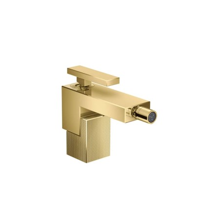 Axor Edge Смеситель для биде, на 1 отв., с донным клапаном push/open, излив 149мм, алмазная огранка, цвет: золото