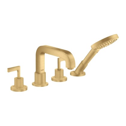 Axor Citterio Смеситель на борт ванны, на 4 отв., ручка: рычаг, с ручным душем, цвет: шлифованное золото