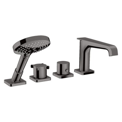 Axor Citterio E Смеситель на борт ванны, 4 отв., термостатический, с ручным душем, цвет: полированный черный хром