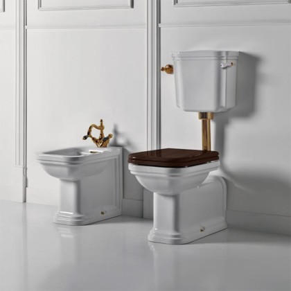 Kerasan Waldorf Унитаз 65х37см., приставной, c низким бачком, ручкой смыва справа, цвет: белый/бронза