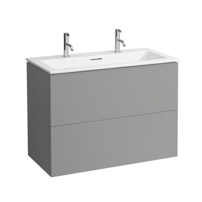 Laufen Kartell Тумба с керамической раковиной, 100х50х72.5см, с 2 выдвиж. ящиками с 2 отв. под смеситель, подвесная, цвет: шиферный/белый