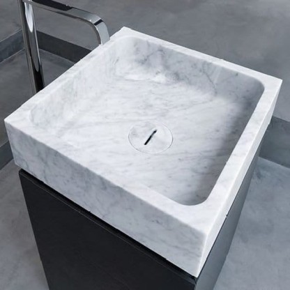 Antonio Lupi Blokko Раковина 45х45х15.5 см, без отв., накладная, из натурального камня, цвет: Marmo Carrara