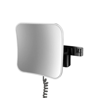 Emco Evo Косметическое зеркало, LED, 209x209mm, 2-колено, шнур, 5x увелич., подвесной, цвет: черный