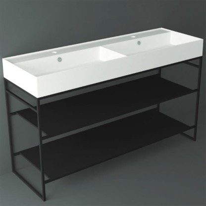 Simas Agile Структура металлическая 141x46xh72см, напольная, для раковины с 1 отв., AG141, с 2 полками, цвет: черный матовый