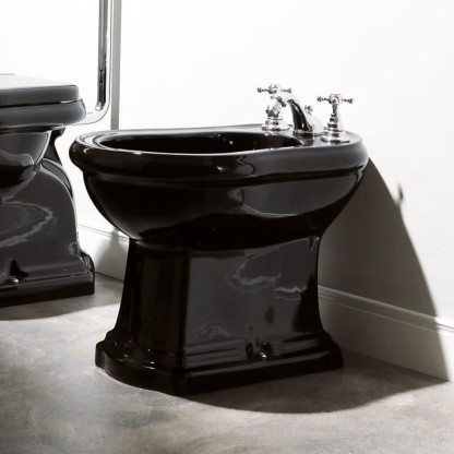 Kerasan Retro Биде напольное 60х38.5см, с 1 отв. под смеситель, цвет: черный глянец