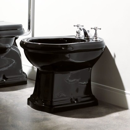 Kerasan Retro Биде напольное 60х38.5см, с 1 отв. под смеситель, цвет: черный глянец