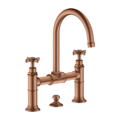 Axor Montreux Смеситель для раковины 220, на 3 отв., с донным клапаном, цвет: шлифованное красное золото