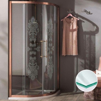 SAMO Impero 96.5-99.5х200см., R55, профиль и ручки бронза BRX, стекло прозрачное+starclean