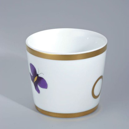 THG CAPUCINE MAUVE DECOR OR Китайская лакированная коробка с белой керамической крышкой ?126 мм., middle size, декор золото/лиловый, цвет: золото