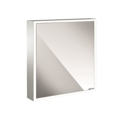 EMCO Prime Зеркальный шкаф 60x70см., с подсветкой, навесной, 1 дверь, L, 2 полки, розетка, цвет: белый