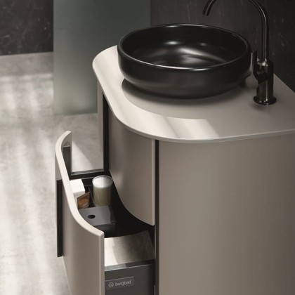 Burgbad Lavo 2.0 Тумба с раковиной 71х49х49см, 2 ящика, в комплекте с сифоном, ручки черные, подвесная, цвет: Basaltgrau Matt