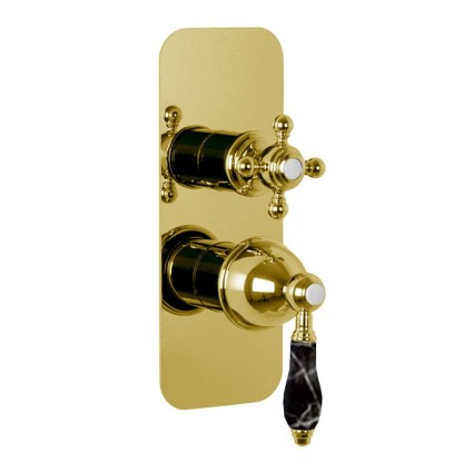 Fima Carlo Frattini Herend Смеситель для душа, встраиваемый, на 2/3 выхода, черные ручки, цвет: золото