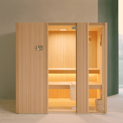 Effegibi Auki 45 Био-Сауна 202x152x201см, пристенная, цвет: канадский хемлок