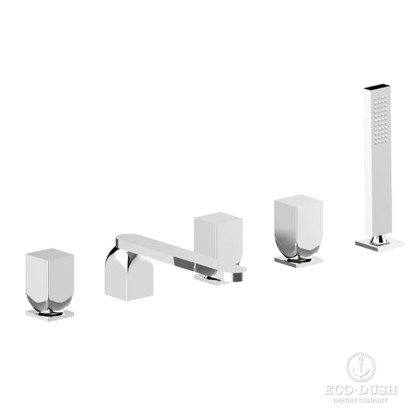 Cisal Hi-Rise Смеситель на борт ванны, на 5 отв., с изливом и ручным душем, цвет: хром