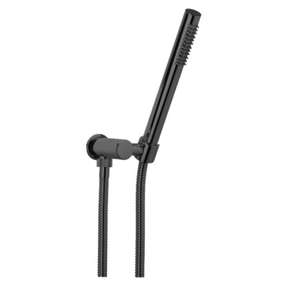 Bongio Душевой гарнитур: стойка, шланг, ручная лейка, цвет: черный матовый