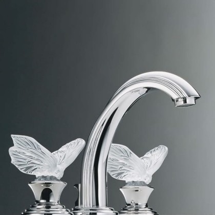 THG Papillon Смеситель для раковины, 3 отв., цвет: хром/прозрачный хрусталь