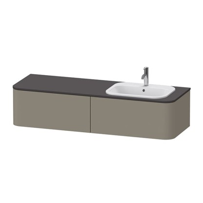 Duravit Happy D.2 Plus Тумба подвесная 160x55x35.4см, с раковиной и 2 ящиками, DX, цвет: stone grey satin matt