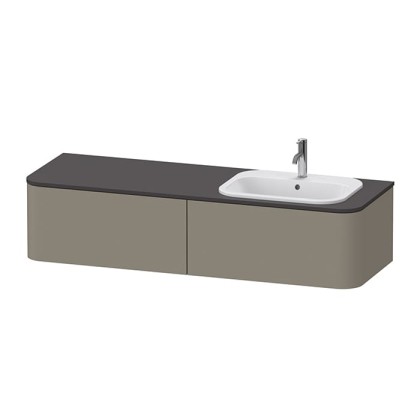 Duravit Happy D.2 Plus Тумба подвесная 160x55x35.4см, с раковиной и 2 ящиками, DX, цвет: stone grey satin matt