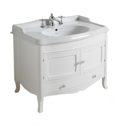 SIMAS Arcade Комплект мебели, тумба с закругленным фасадом, двумя дверцами и ящиком, раковиной, 90см, напольный, цвет: белый