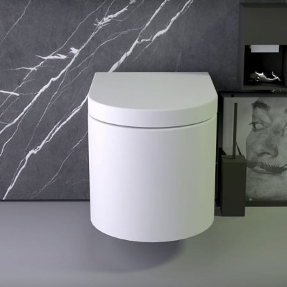 KNIEF Pearl Унитаз подвесной безободковый 56х39см в комплекте с сиденьем микролифт, цвет: белый матовый