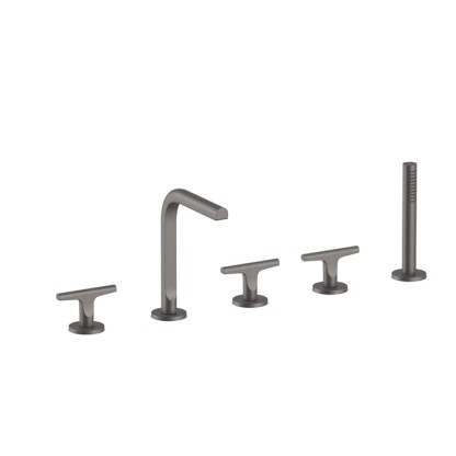 Fantini Sailing Смеситель на борт ванны, 5 отв., с изливом, ручным душем и шлангом 150см., цвет: Matt Gun Metal PVD