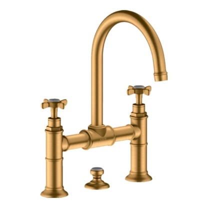 Axor Montreux Смеситель для раковины 220, на 3 отв., с донным клапаном, цвет: шлифованное золото