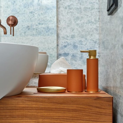 ADJ Диспенсер для жидкого мыла, D7xH19(L0,15) см., цвет: коньяк/матовое золото