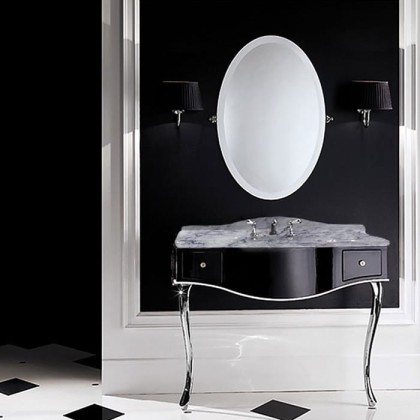 Devon&Devon Audrey, Комплект мебели мрамор: bianco carrara, ножки хром, напольный, Цвет: чёрный с белым кантом