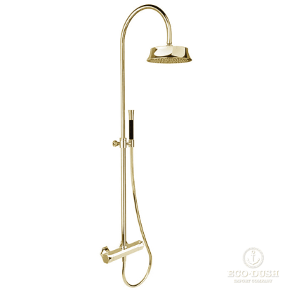 CISAL Cherie Душевая система:термостатический смеситель для душа,верхний душ,ручной душ с держателем и шлангом, цвет: золото