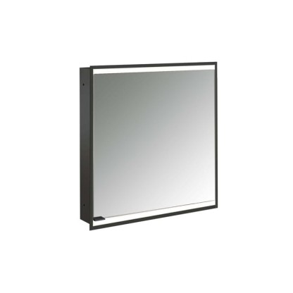Emco Prime Зеркальный шкаф 60см., с подсветкой LED2 Facelift встраив. модель, 1-дверка, IP 20 петли справа, зеркальная задняя стенка, цвет черный