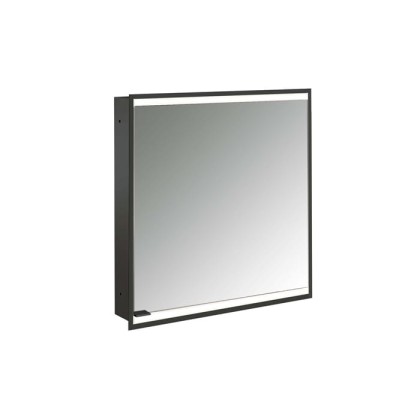 Emco Prime Зеркальный шкаф 60см., с подсветкой LED2 Facelift встраив. модель, 1-дверка, IP 20 петли справа, зеркальная задняя стенка, цвет черный