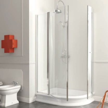 Kerasan Душевое ограждение 80х120см., "полукруг", 2 дв распашн, проф.хром, стекло