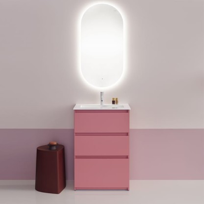 Burgbad Lin20 Комплект мебели 63х41.5х91.2см, напольный, с раковиной, с зеркалом LAVO 2.0, с 3 ящиками, цвет: Old rose matt