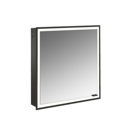 Emco Prime Зеркальный шкаф 60см., с подсветкой LED Facelift встраив. модель, 1-дверка, IP 20, цвет черный петли слева, зеркальная задняя стенка