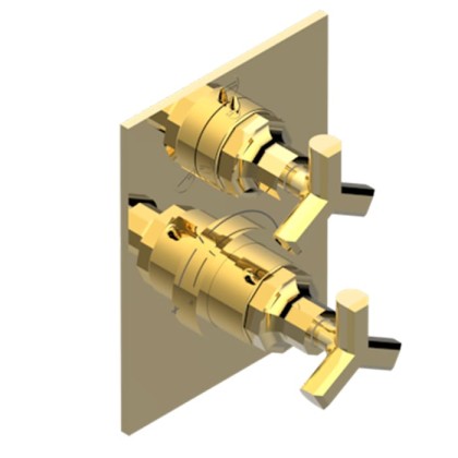 THG Les Ondes Смеситель для душа, встраиваемый, термостатический, с переключателем на 3 потока, цвет: Soft matt gold