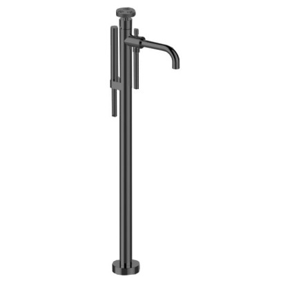 Bongio Style Смеситель для ванны, напольный, с ручной лейкой и дивертором, цвет: черный матовый