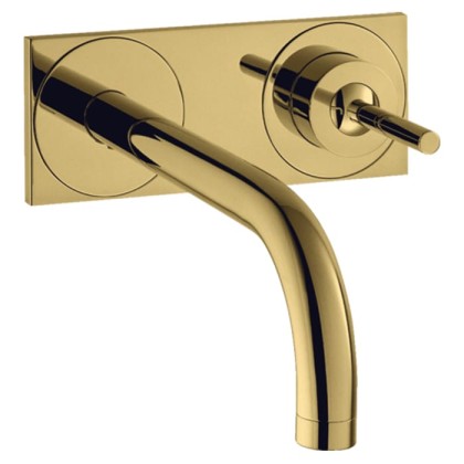 Axor Uno? Смеситель для раковины, встраиваемый, изилив: 22.5см., с панелью, цвет: полированное золото