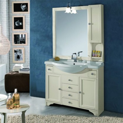 EBAN Eleonora Комплект мебели, напольный, с раковиной, зеркалом со шкафчиком справа, ручки хром, 105см, Цвет: Pergamon