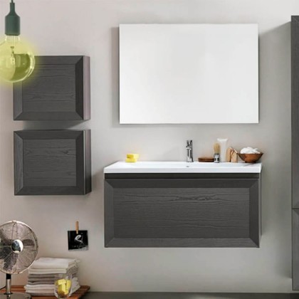 EBAN Paola  Комплект мебели 101 см, с 1 выдвижным ящиком, с раковиной и зеркалом подвесной, Цвет: GRIDGIO ARDESIA