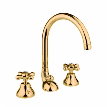 Nicolazzi Nuova Brenta Смеситель для раковины на 3 отверстия, с высоким поворотным изливом: 190мм, цвет: Gold Brass