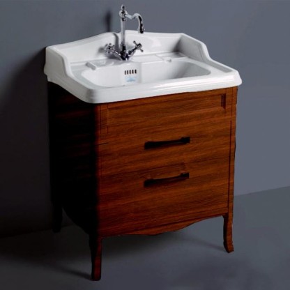 SIMAS Arcade Комплект мебели с двумя выдвижными ящиками, фурнитура хром с раковиной AR834, 70см, напольный, Цвет: Орех